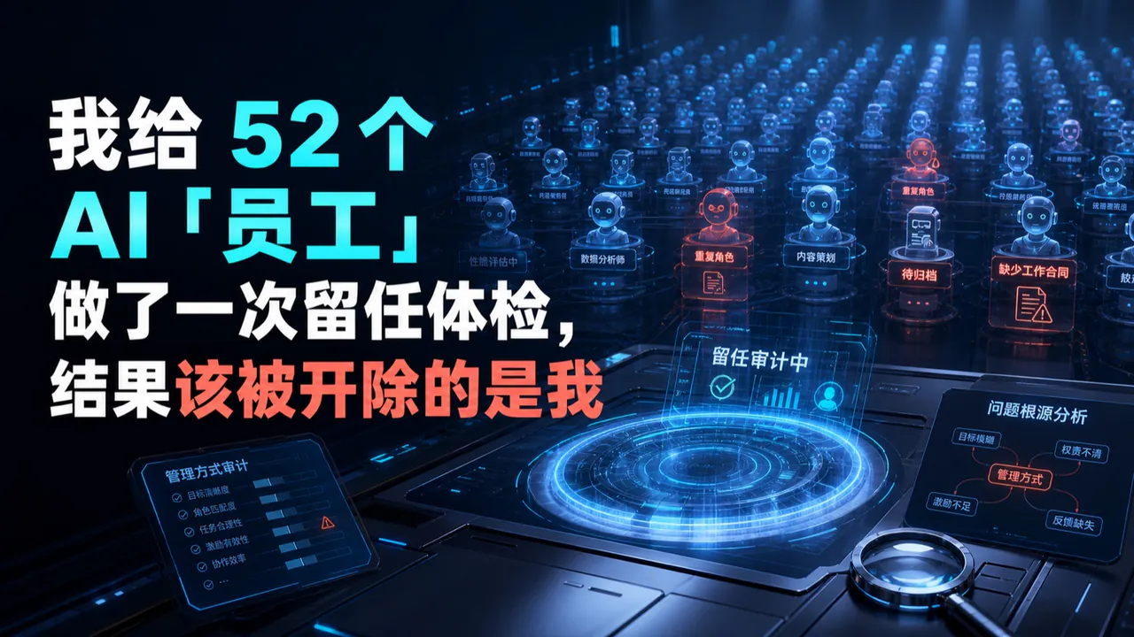 我给 52 个 AI「员工」做了一次留任体检，结果该被开除的是我