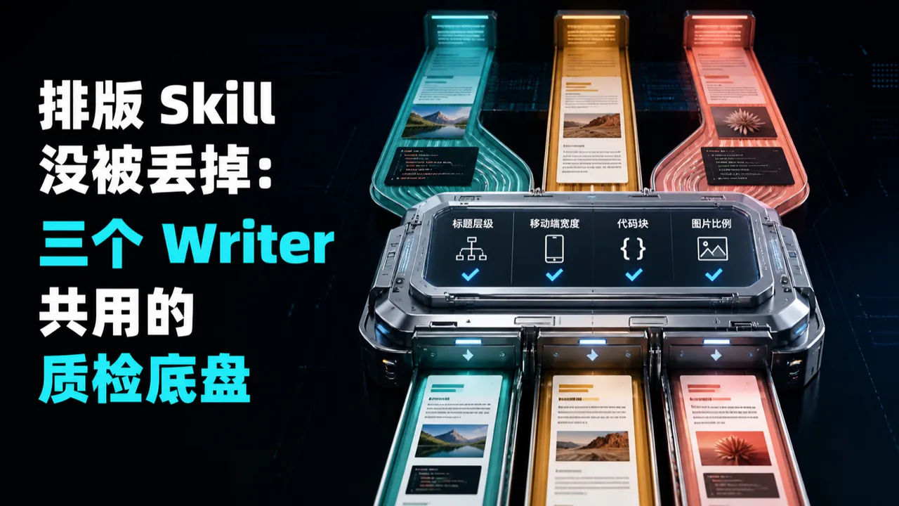 排版 Skill 没被丢掉：三个 Writer 共用的质检底盘