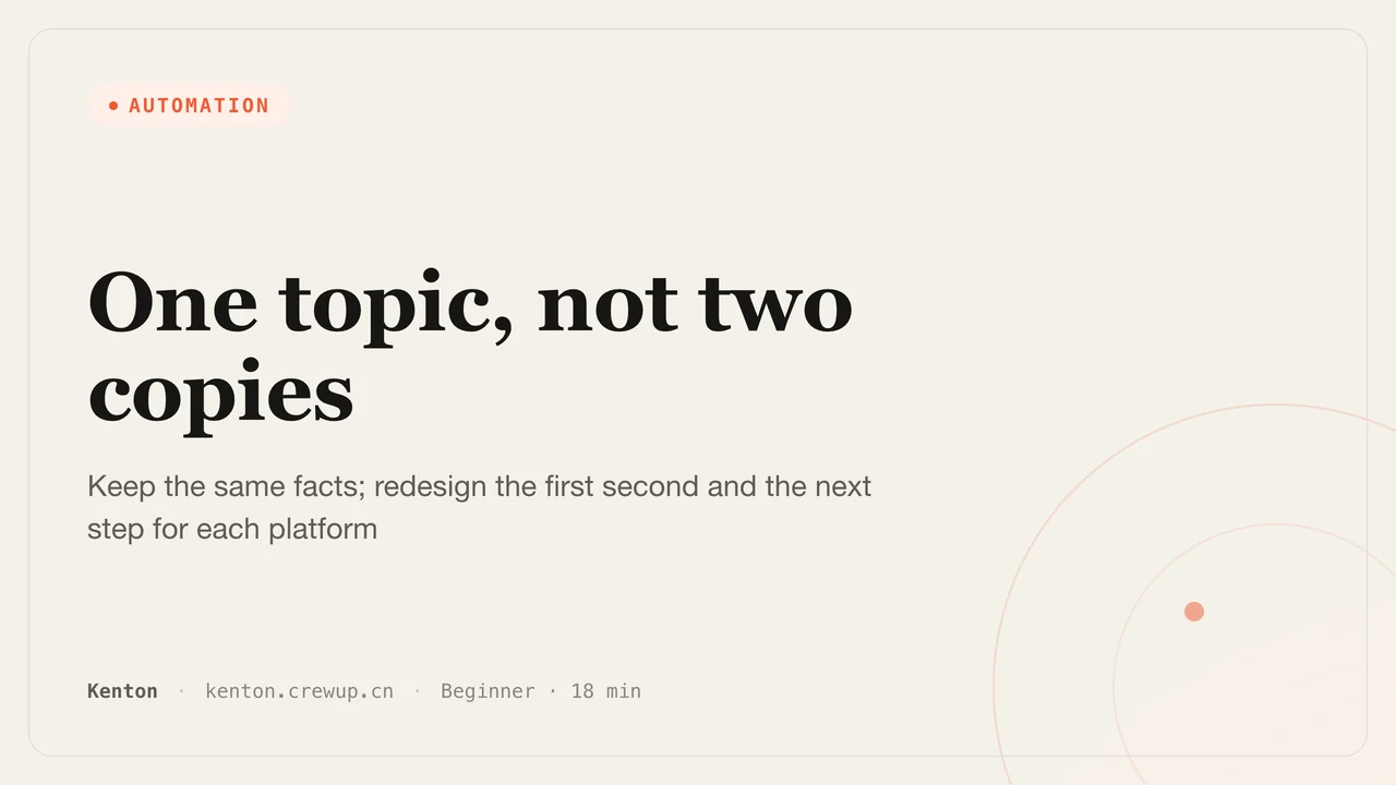 One Topic Can't Be Copied Into a Xiaohongshu and a Douyin Version — Kenton Blog