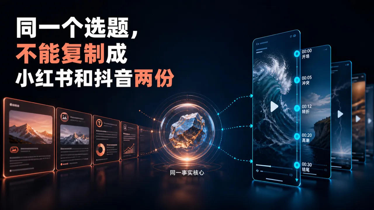 同一个选题，不能复制成小红书和抖音两份