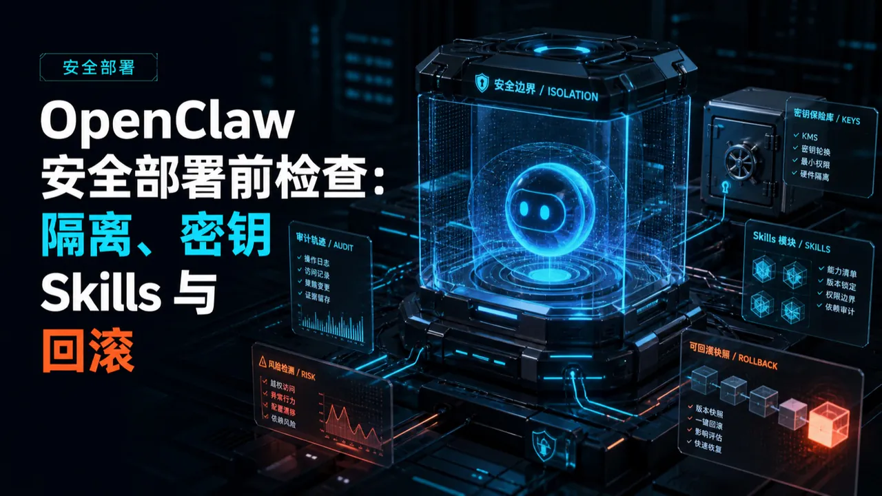 OpenClaw 安全部署前检查：隔离、密钥、Skills 与回滚