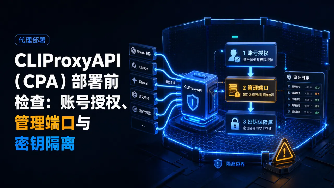CLIProxyAPI（CPA）部署前检查：账号授权、管理端口与密钥隔离